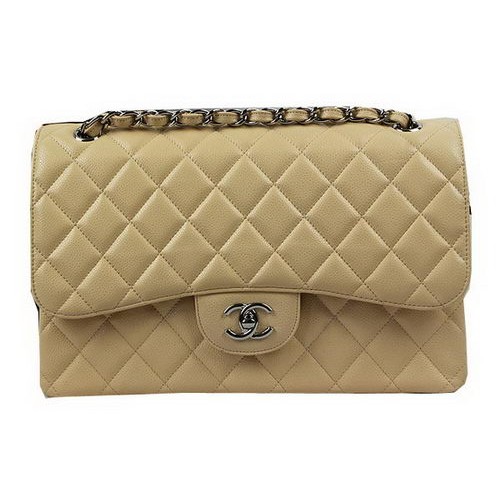 Chanel Classic Flap Bag Albicocca Modello Cannage CF1113 Argento