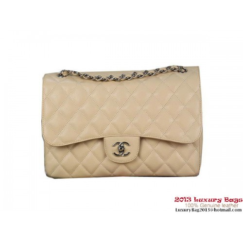 Borsa Chanel Classic Flap Albicocca Original Cannage Patterns Pelle Argento