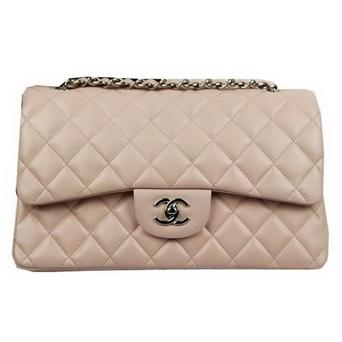 Chanel Borsa Classica Flap Beige Pelle Originale CF1113 Argento