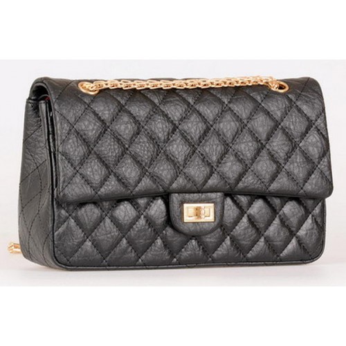 Borsa classica con patta Chanel in pelle di vitello nera A30226 oro