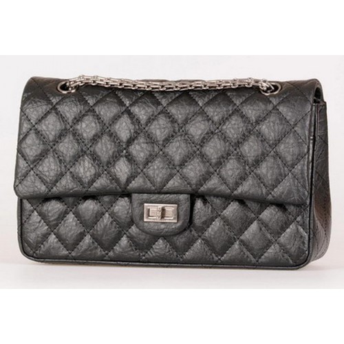 Borsa classica con patta Chanel Pelle di vitello nera A30226 Argento