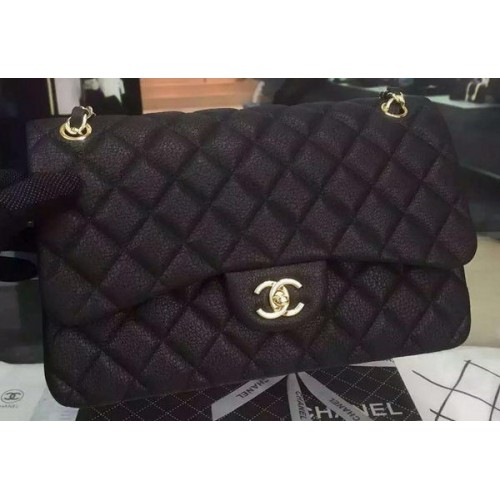 Borsa classica con patta Chanel Nera Pelle di daino originale CHA5212 Oro
