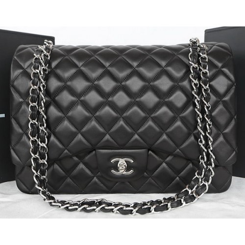 Borsa classica con patta Chanel Pelle di montone originale nera CFA1116 argento