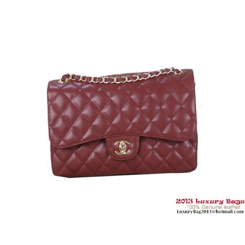 Chanel Classic Flap Bag Bordeaux Original Cannage Patterns Pelle Oro