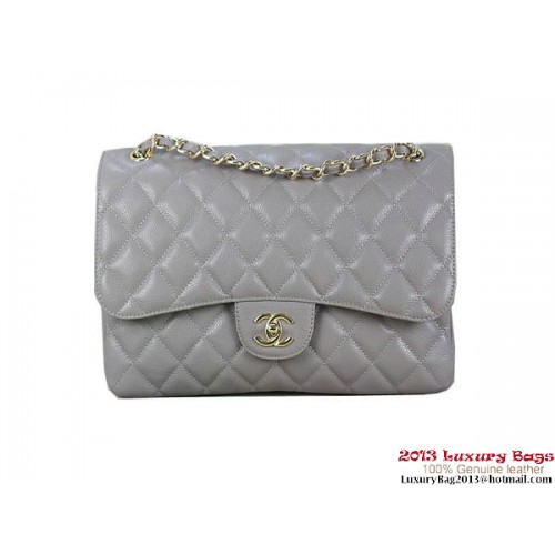 Chanel Classic Flap Bag Grey Original Cannage Patterns Pelle Oro