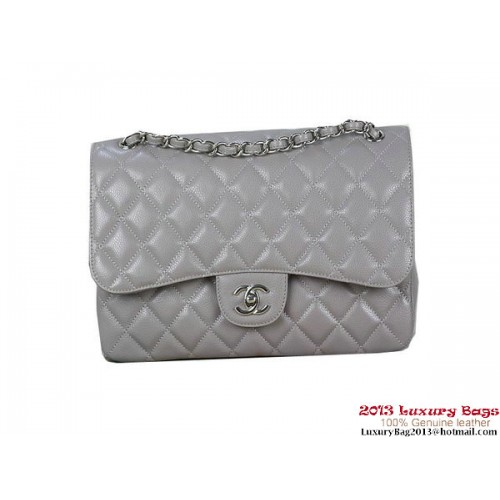 Chanel Classic Flap Bag Grey Original Cannage Patterns Pelle Argento
