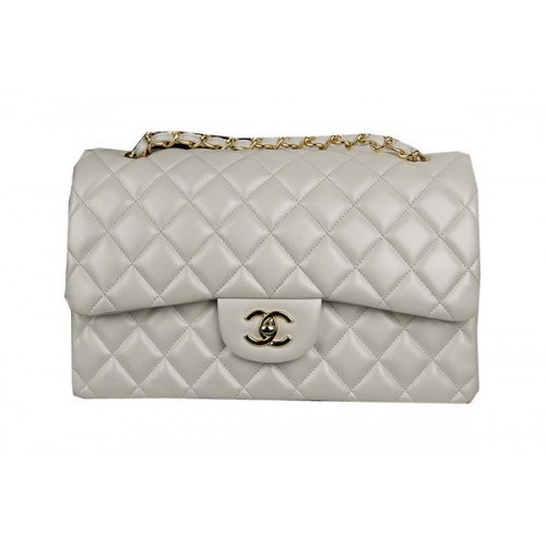 Borsa classica con patta Chanel OffWhite in pelle originale CF1113 oro