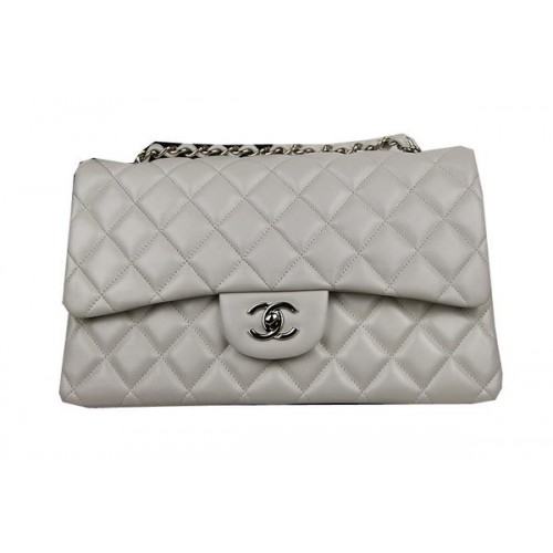 Chanel Borsa Classica Flap OffWhite Pelle Originale CF1113 Argento