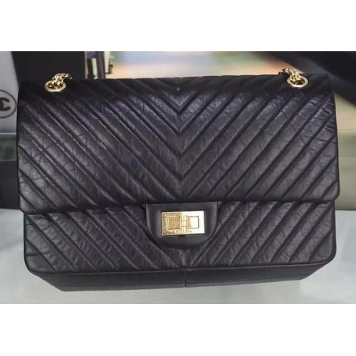 Borsa classica con patta Chanel Pelle originale Chevron A90669 nera