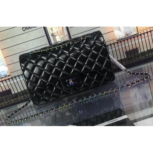 Borsa classica con patta Chanel Pelle di daino originale A1113 nera