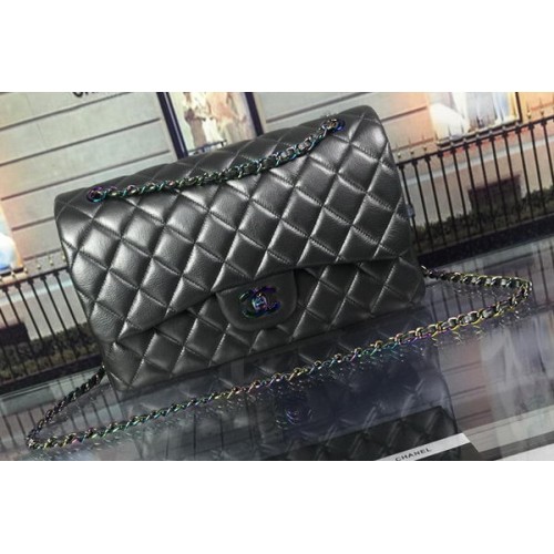 Borsa classica con patta Chanel Pelle di daino originale A1113 grigia
