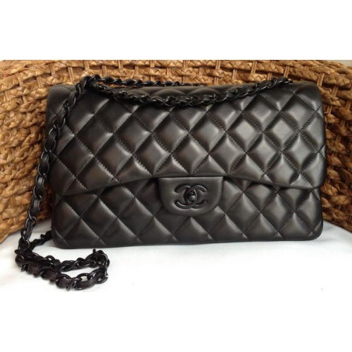 Borsa classica con patta Chanel Pelle di agnello originale A1113 nera