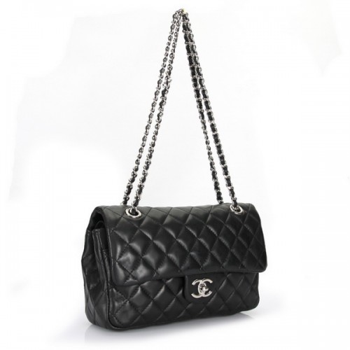 Borsa classica con patta Chanel in pelle originale A1112 nera