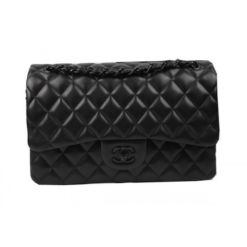 Borsa classica con patta Chanel Pelle di montone originale A1113 nera