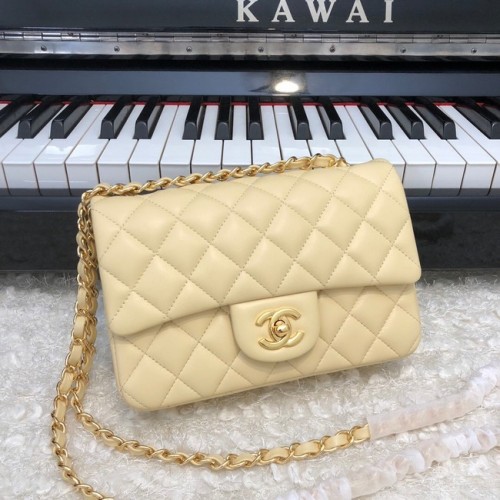 Chanel Classic Flap Bag Pelle di montone originale A1116 albicocca&metallo effetto dorato