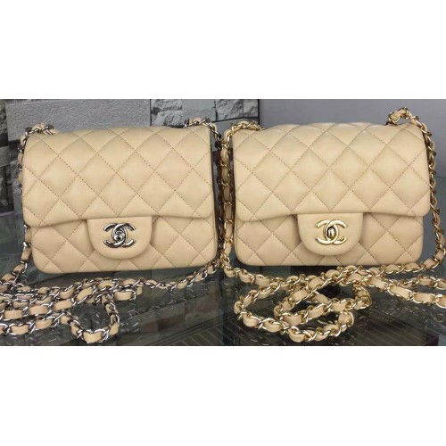 Borsa classica con patta Chanel Pelle di montone originale A5171 Albicocca