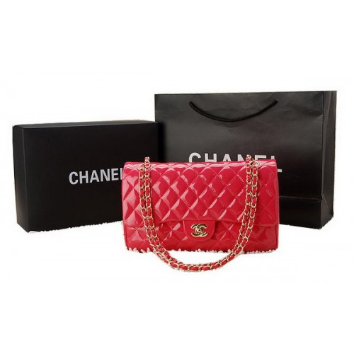 Borsa classica con patta Chanel Pelle verniciata CHA1113 Pesca
