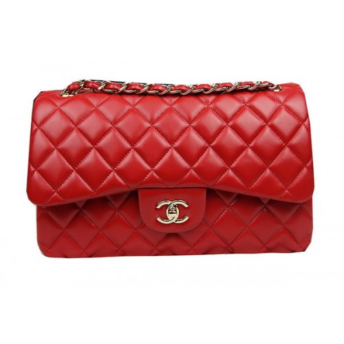Chanel Classic Flap Borsa Rossa Pelle Originale CF1113 Oro