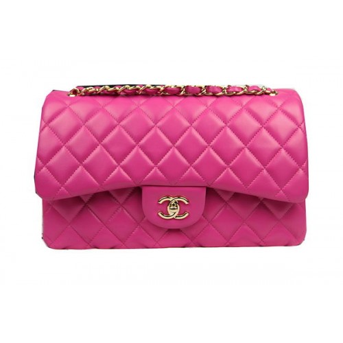 Borsa classica con patta Chanel Rosa in pelle originale CF1113 oro