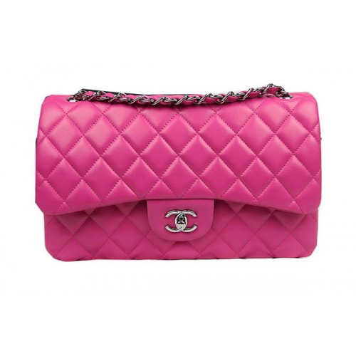 Chanel Classic Flap Bag Rosa Pelle Originale CF1113 Argento