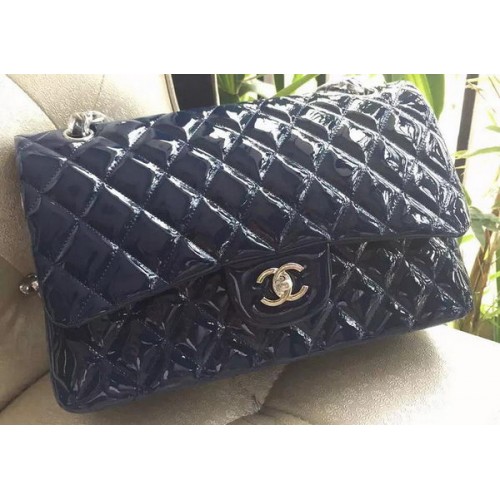 Chanel Classic Flap Bag Royal Pelle Verniciata Originale A1113 Argento