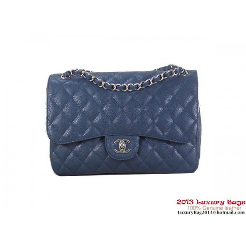 Chanel Classic Flap Bag RoyalBlue Original Cannage Patterns Pelle Argento