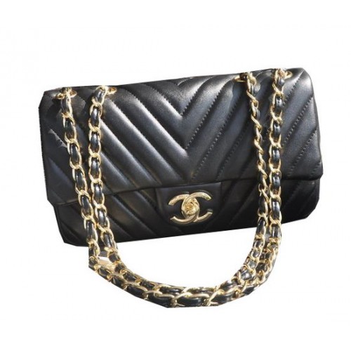 Borsa Chanel classica con patta in pelle di montone A92516 nera