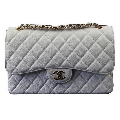 Borsa classica con patta Chanel Modello Cannage bianco CF1113 oro