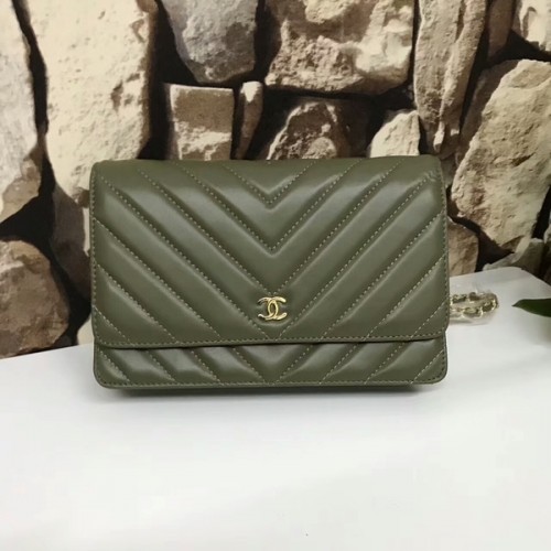 Borse Chanel Classic Flap Atrovirens Pelle di montone originale 33815 Glod