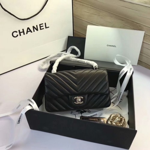 Borse Chanel Classic Flap Pelle di montone originale nera 1116 Argento