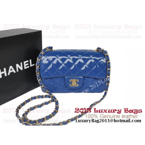 Borse Chanel Classic Flap blu pelle verniciata originale A1116 oro