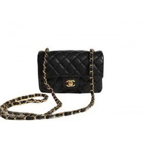 Chanel Classic Flap Borse nere Original Cannage Patterns A1116 Gold