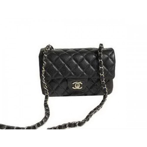 Chanel Classic Flap Borse nere Original Cannage Patterns A1116 Silver