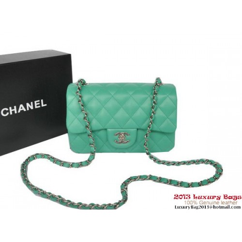 Borse Chanel Classic Flap verde pelle di montone originale A1116 argento