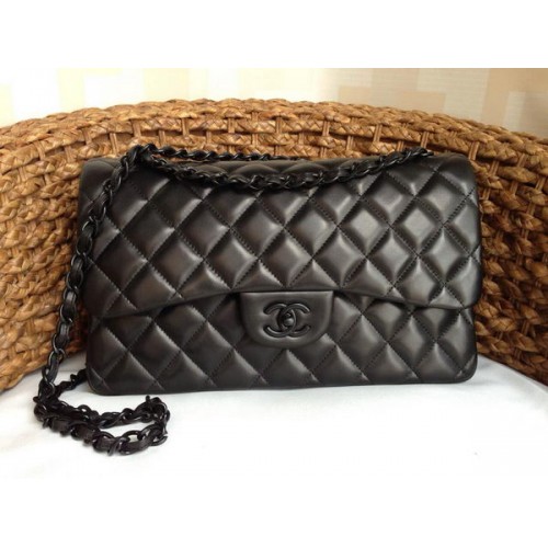 Borse Chanel Classic Flap pelle di agnello originale A1113 nero
