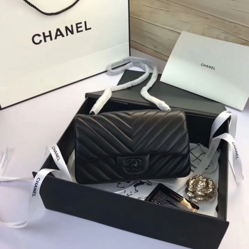 Borse Chanel Classic Flap Pelle di montone originale 1116 nera