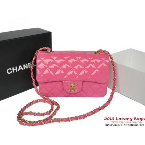 Borse Chanel Classic Flap Rose Pelle Verniciata Originale A1116 Oro