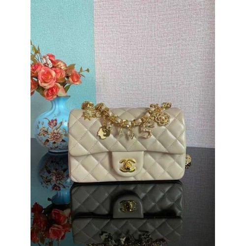 Borsa a tracolla classica con patta Chanel Pelle di montone originale AS2326 Beige