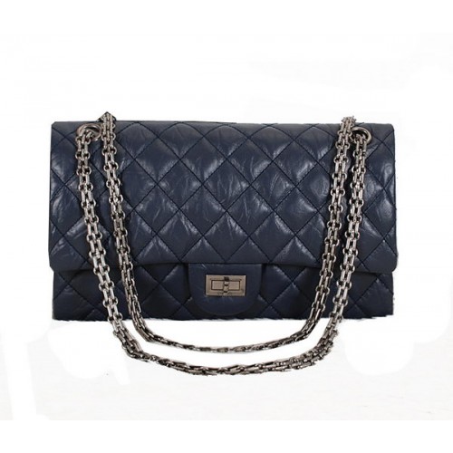 Borse a spalla classiche con patta Chanel A226 Pelle di montone blu argento