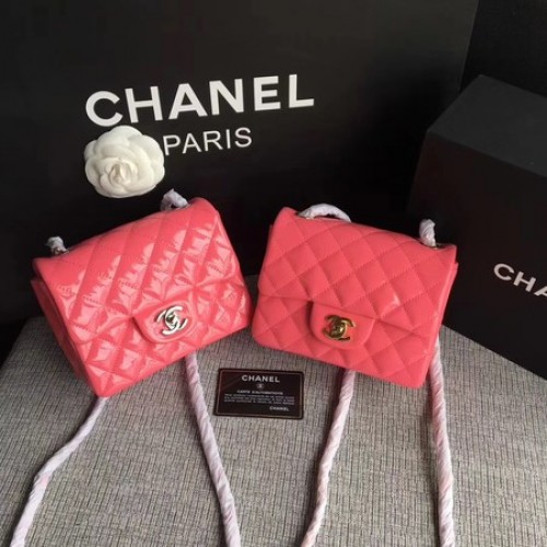 Borsa mini Chanel Classic Flap in pelle originale A1115 rosa