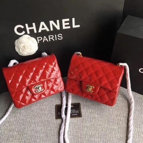 Mini borsa Chanel Classic Flap in pelle originale A1115 rossa