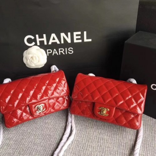 Mini borsa Chanel Classic Flap in pelle originale A1117 rossa