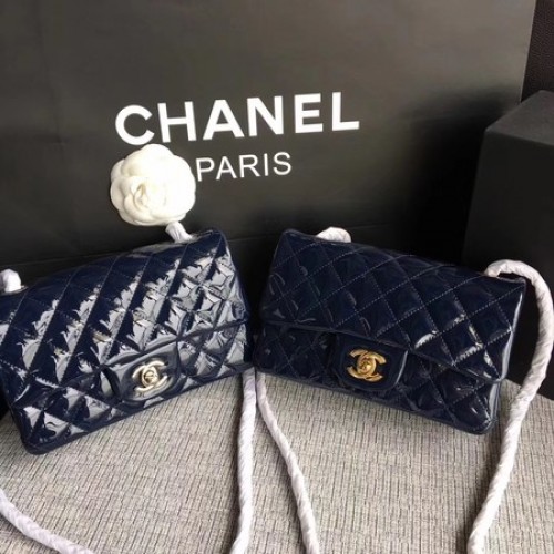Mini borsa Chanel Classic Flap in pelle originale A1117 Royal