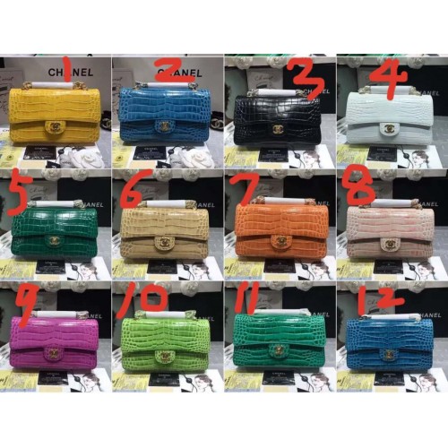 Borsa Chanel Classic Original Alligator Gold-Tone Metal A01112