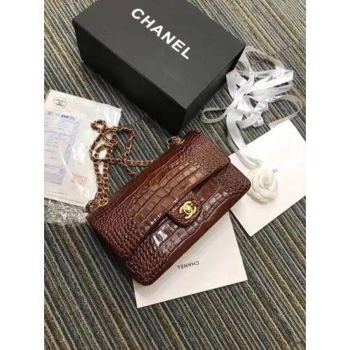 Borsa Chanel Classic Original Alligator Gold-Tone Metal A01112 Borgogna