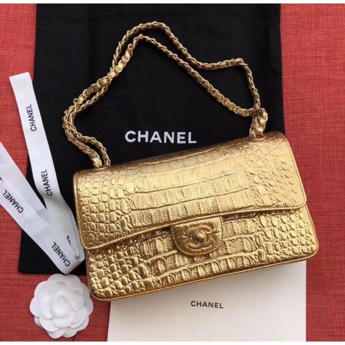 Borsa Chanel Classic Original Alligator Gold-Tone Metal A01112 oro