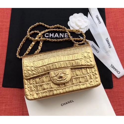 Borsa Chanel Classic Original Alligator Gold-Tone Metal A01116 oro