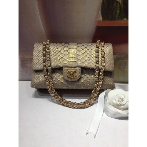 Borsa Chanel Classic Python Gold-Tone Metal A01112 oro