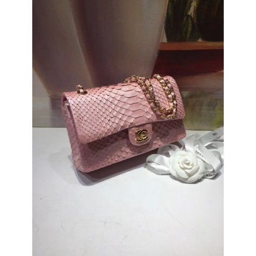 Borsa Chanel Classic Python Gold-Tone Metal A01112 rosa
