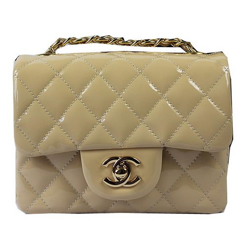 Chanel Classic MINI Borsa con patta Albicocca Pelle verniciata originale CF1115 Oro